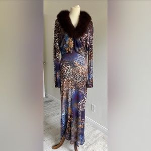 I AM fur collar sweater with long matching dress. Size XL. New